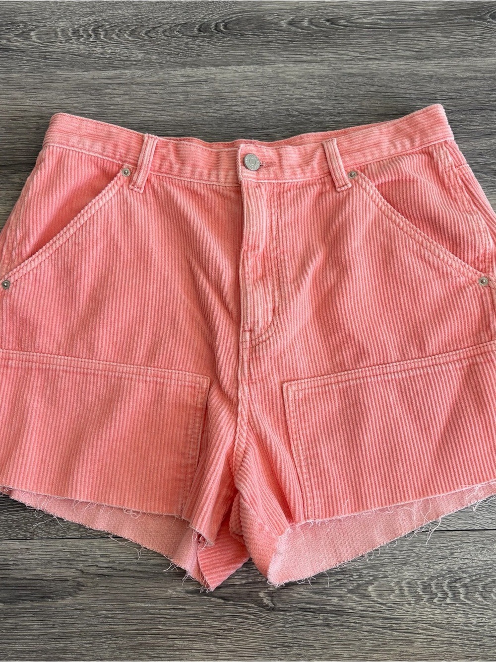 BDG Cutoff Carpenter Coral Pink Corduroy High-Waist Shorts Size 29